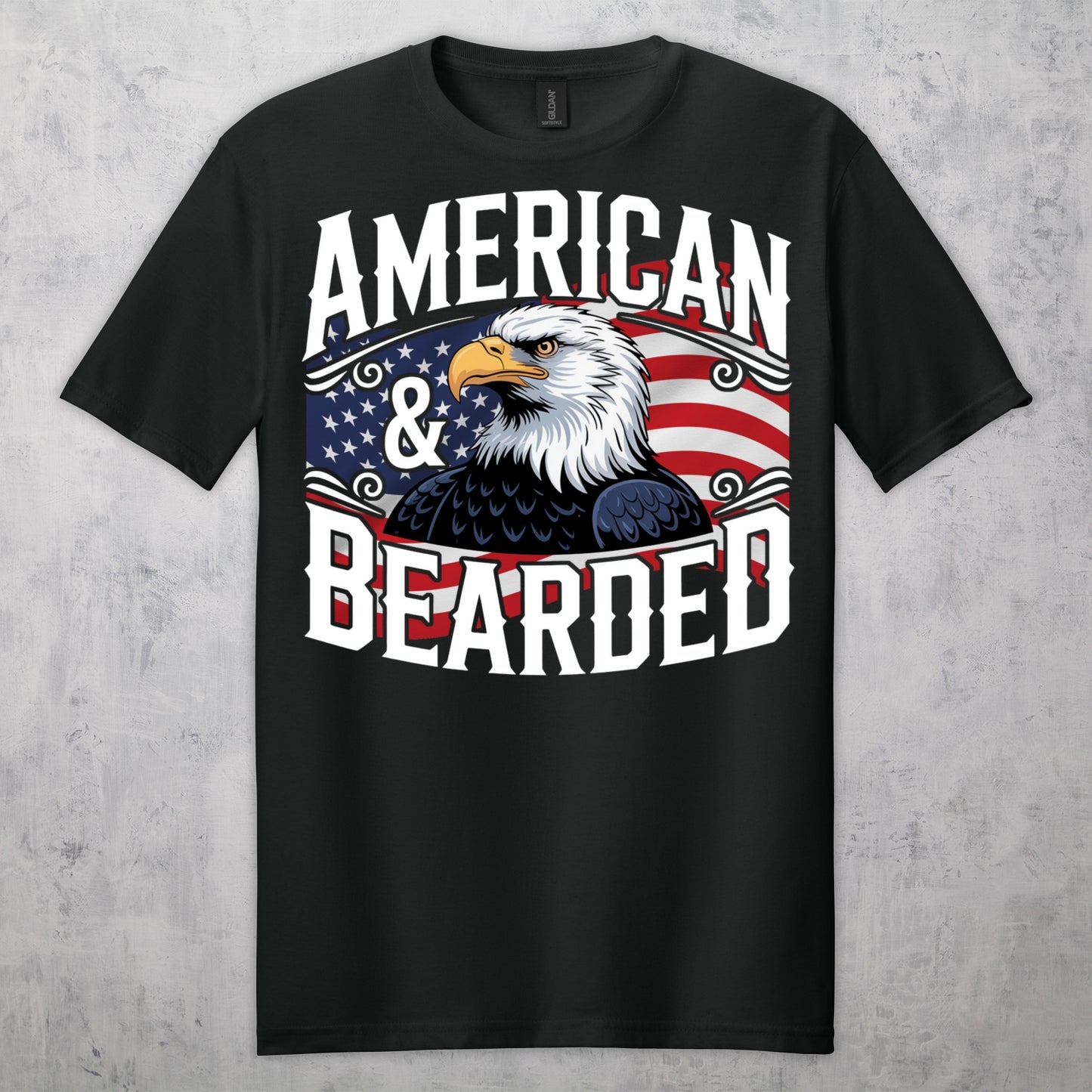 Gifts For Men - American & Bearded - Gildan 6400 Tshirts
