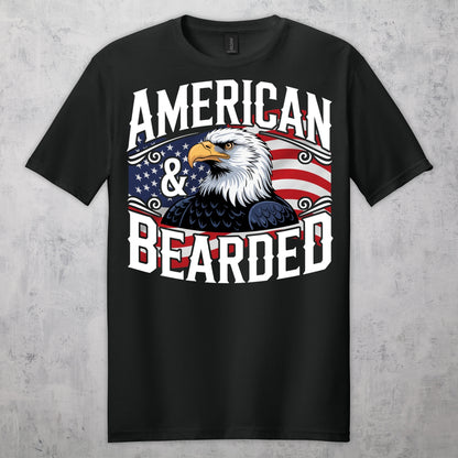 Gifts For Men - American & Bearded - Gildan 6400 Tshirts