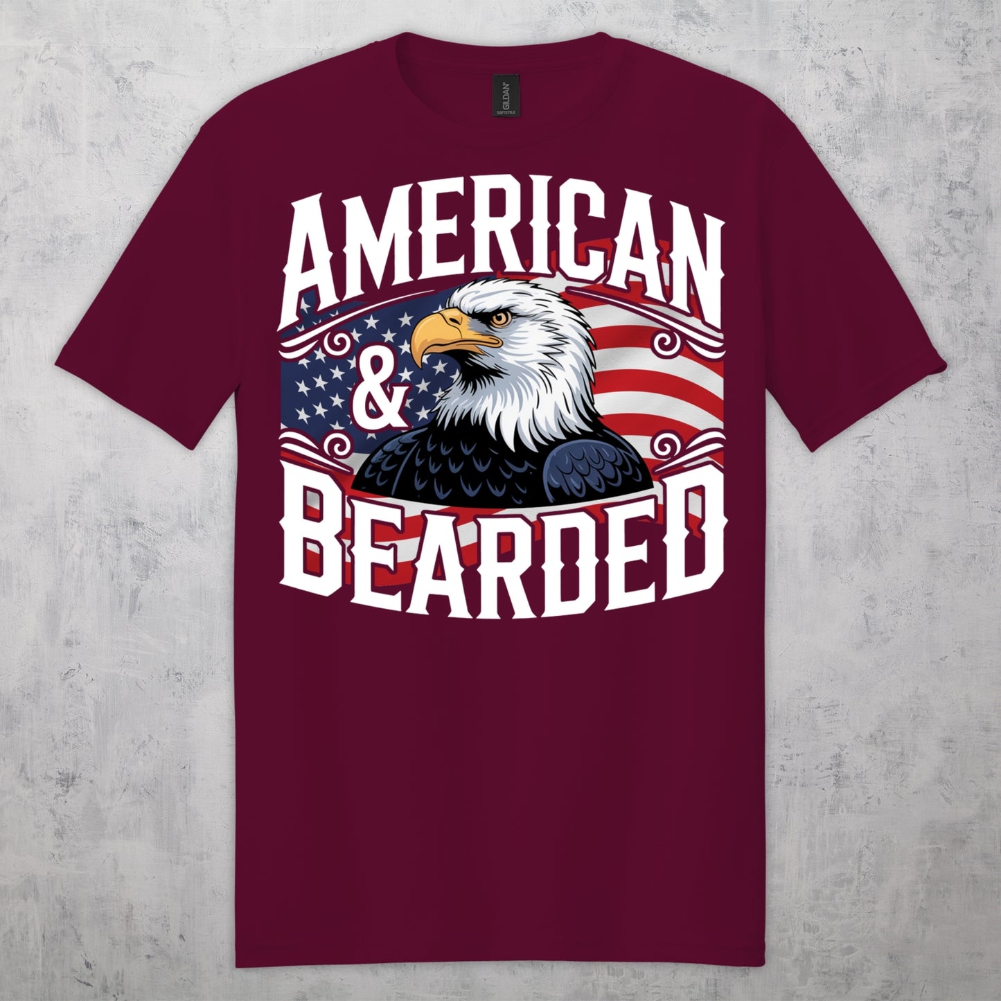 Gifts For Men - American & Bearded - Gildan 6400 Tshirts