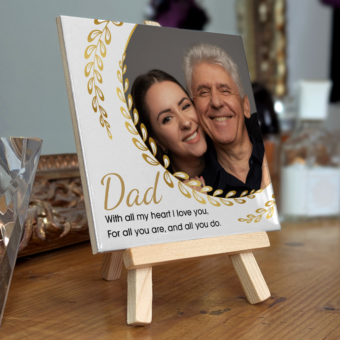 Gifts For Dad – With All My Heart Personalized Tile with Easel
