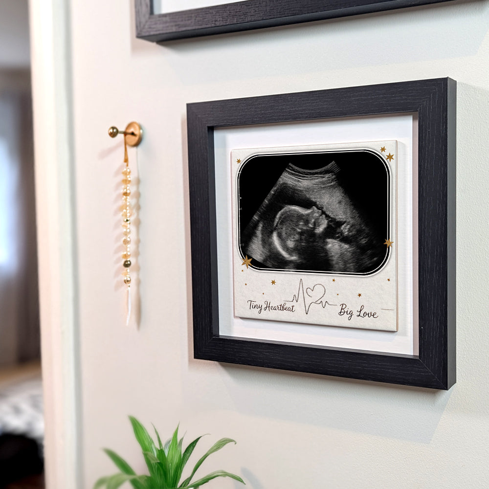 Baby Scan Gift – Tiny Heartbeat Big Love Personalized Framed Ceramic Tile