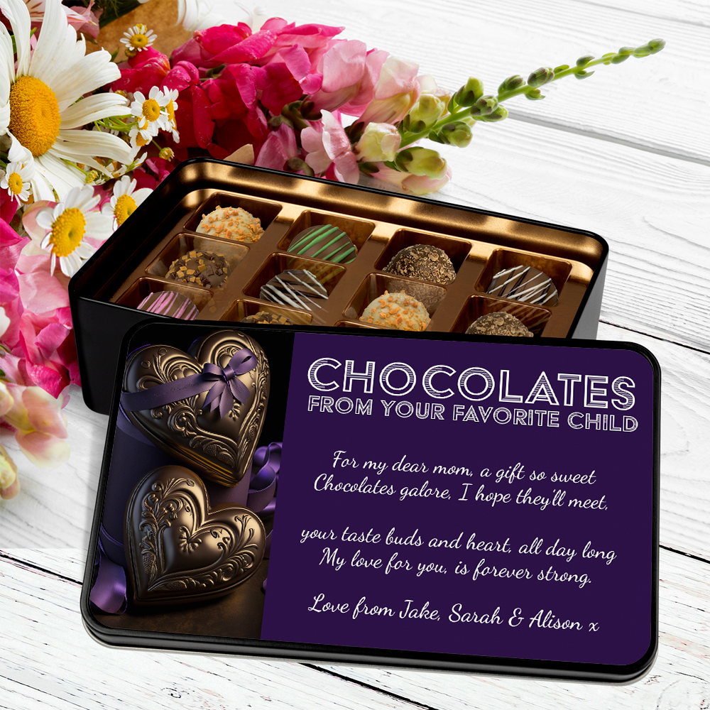 Gifts For Mom - Chocolates From Your Favorite Child - Keepsake Tin Of Chocolates