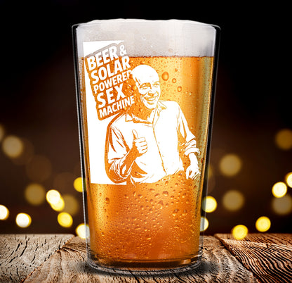 Funny Beer Glass – Beer & Solar Powered Sex Machine Pint Glass Gift