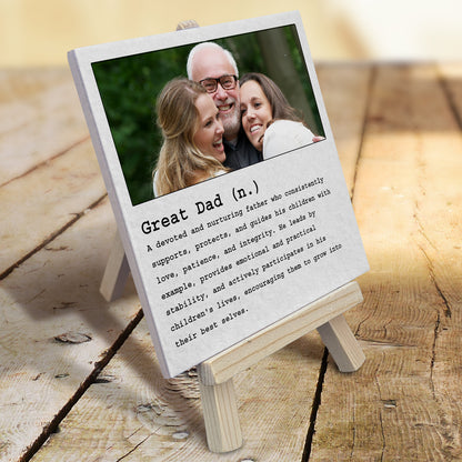 Gifts For Dad - Dictionary Definition Great Dad - Tile On Easel