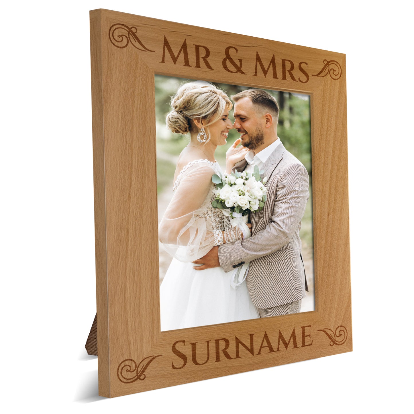 Personalized Mr & Mrs Red Alder Picture Frame 4 x 6 005