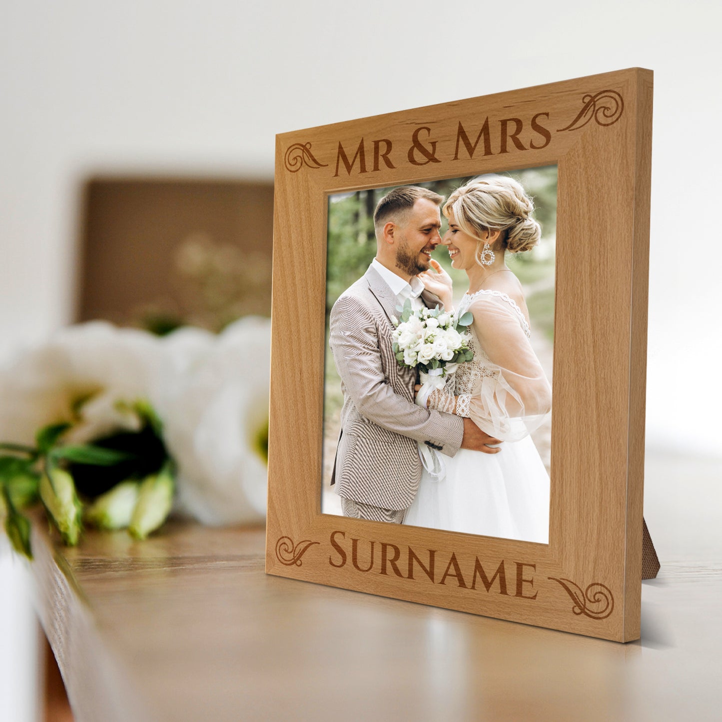 Personalized Mr & Mrs Red Alder Picture Frame 4 x 6 005