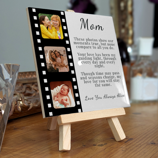 Gift For Mom Filmstrip Ceramic Tile On Easel