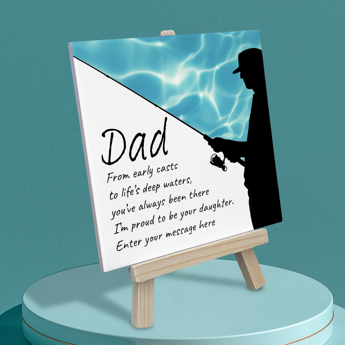 Gifts For Dad – Fishing Verse from Daughter Personalised Tile with Easel