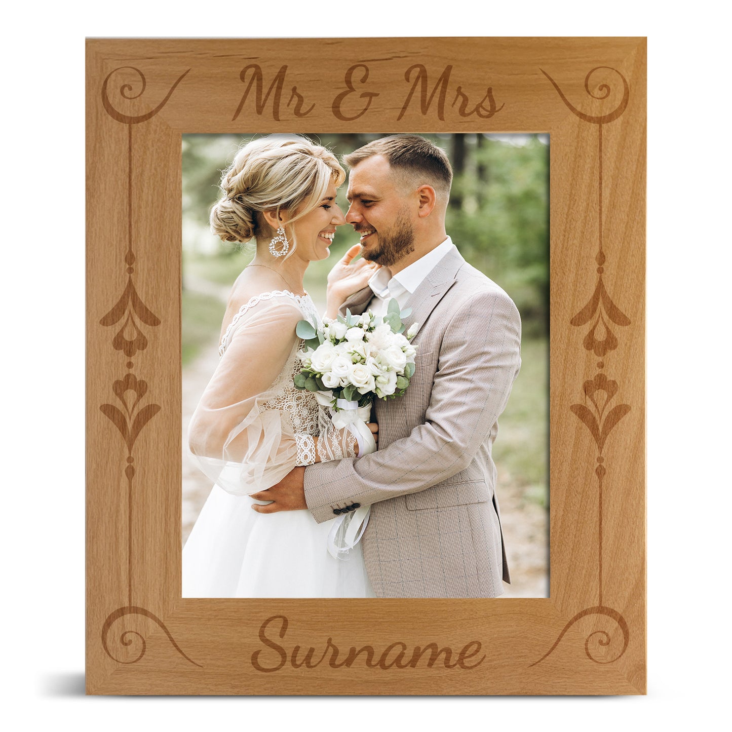 Personalized Mr and Mrs Red Alder Picture Frame 5 x 7 004