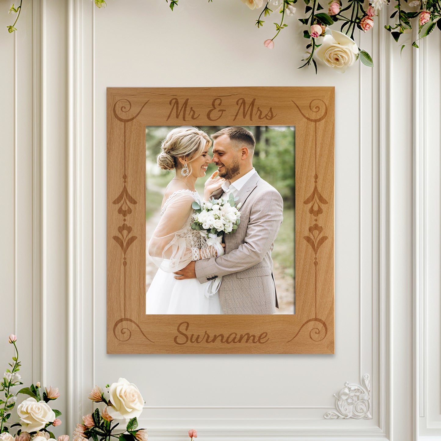 Personalized Mr and Mrs Red Alder Picture Frame 5 x 7 004