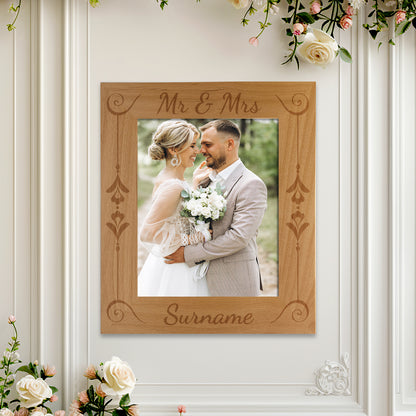 Personalized Mr and Mrs Red Alder Picture Frame 5 x 7 004