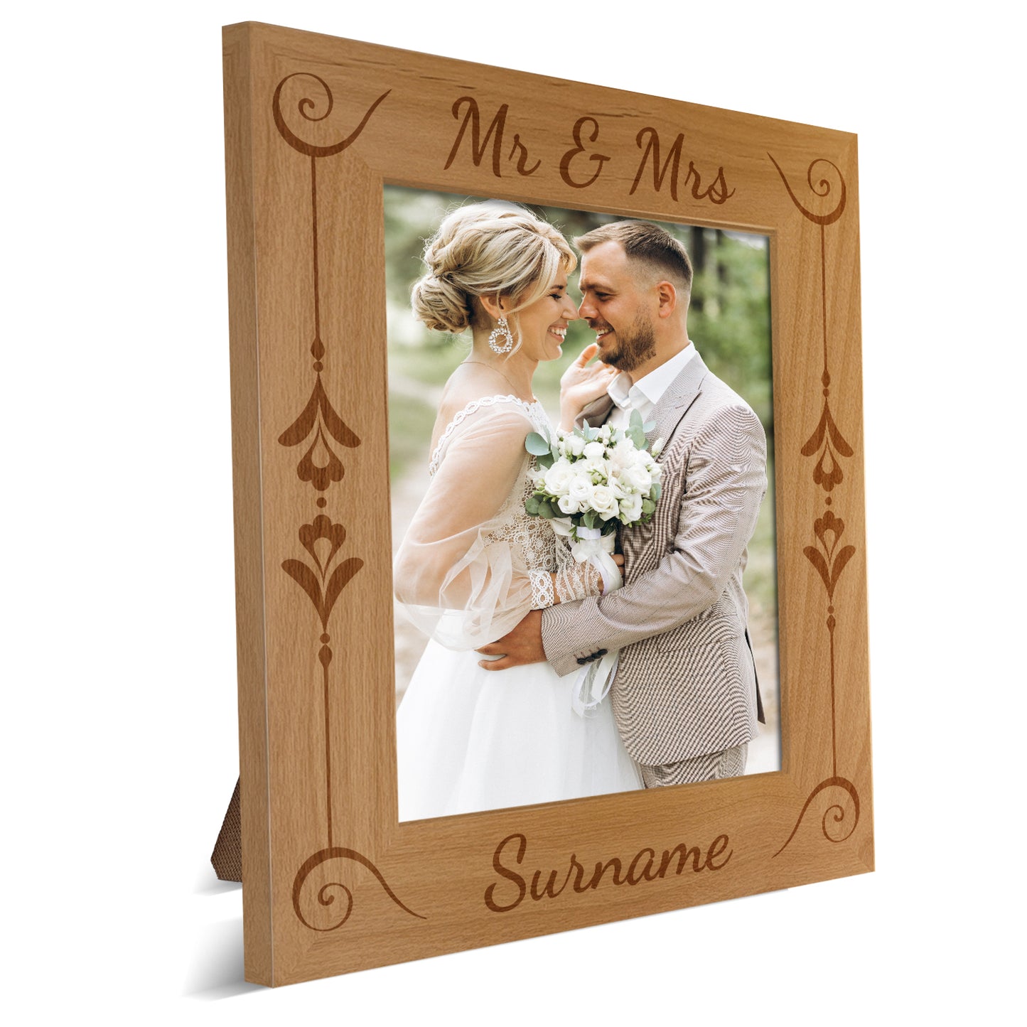 Personalized Mr and Mrs Red Alder Picture Frame 5 x 7 004