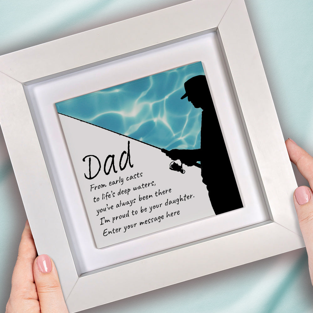 Gifts For Dad – Fishing Verse from Daughter Personalised Framed Ceramic Tile