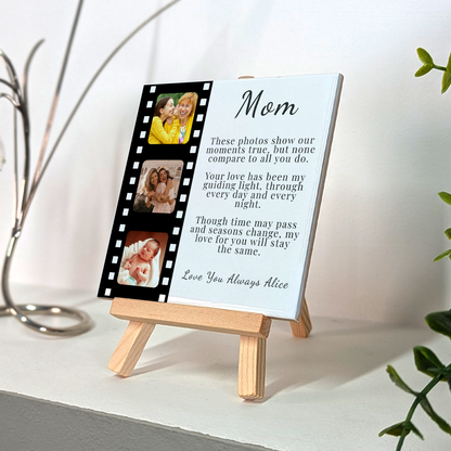 Gift For Mom Filmstrip Ceramic Tile On Easel