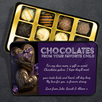 Gifts For Mom - Chocolates From Your Favorite Child - Keepsake Tin Of Chocolates