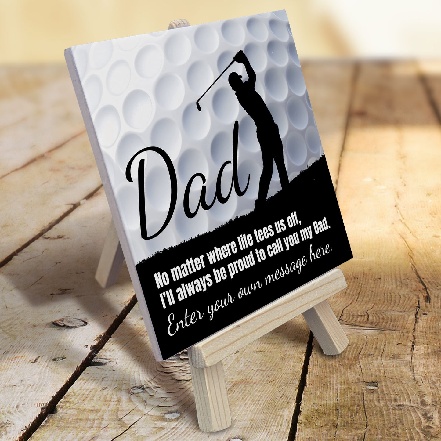 Gifts For Dad – Golf Lover Verse Personalised Tile with Easel