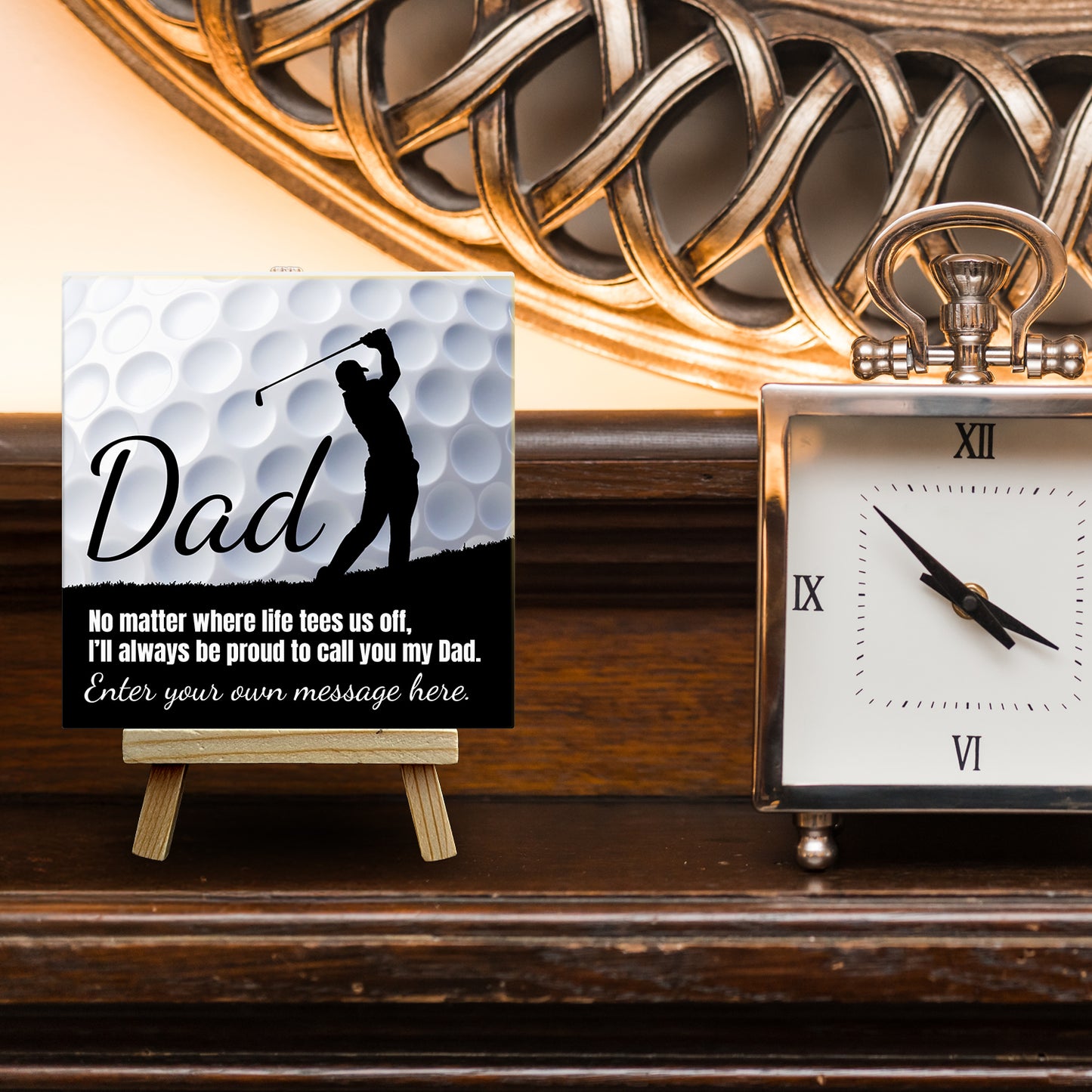 Gifts For Dad – Golf Lover Verse Personalised Tile with Easel