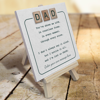 Gifts For Dad – Scrabble Style Love Verse Personalized Tile with Easel