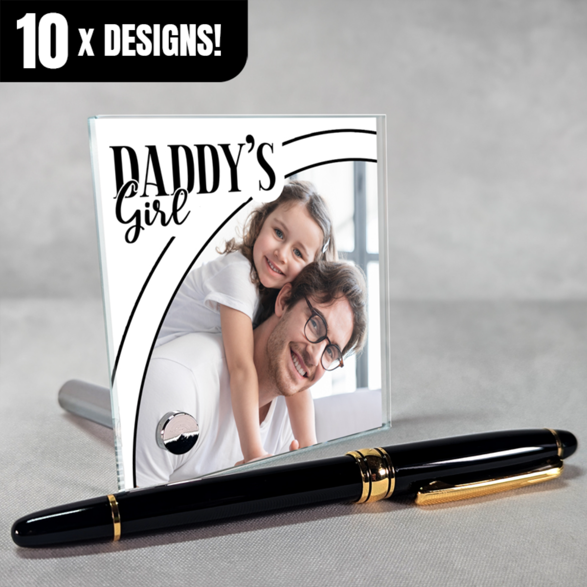 Gift For Dad - Rollerball Pen with Lumenglass Message Stand - 10 Designs - Upload Your Own Photos