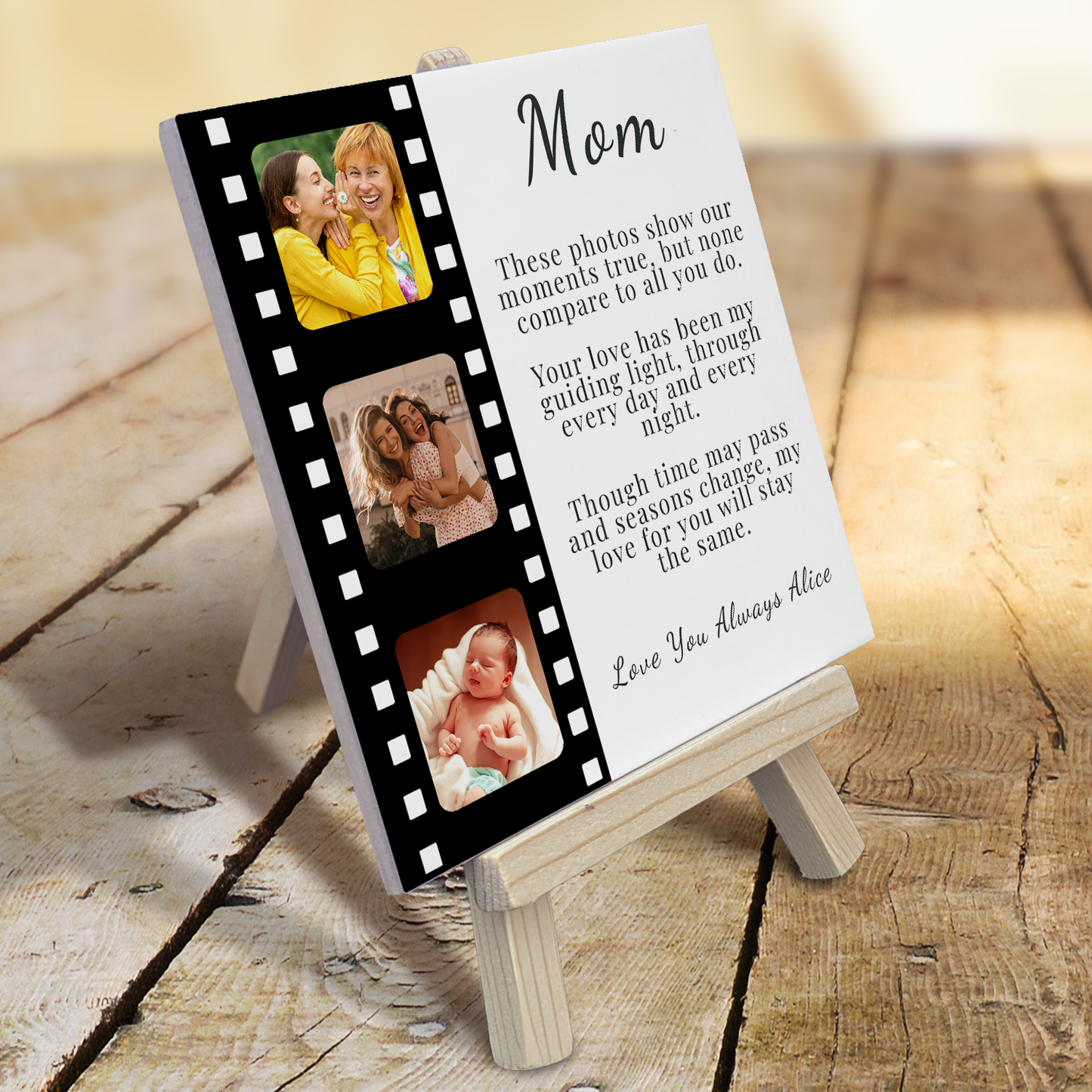Gift For Mom Filmstrip Ceramic Tile On Easel