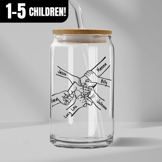 Gifts For Family - Personalized Family Hands Design Glass Tumbler