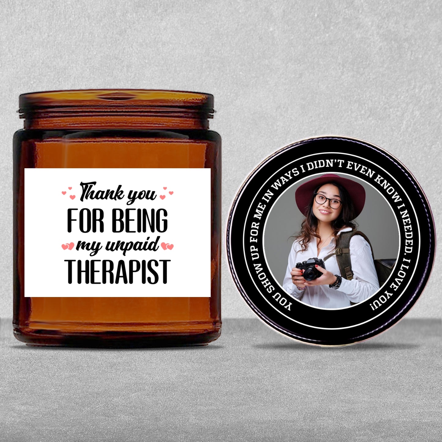 Gifts For Partner - Thank You For Being My Unpaid Therapist - Candle Jar With Lid