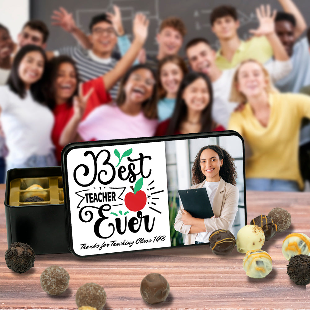 Gifts For Teacher - Personalized Keepsake Tin Of Chocolates With Photo Upload