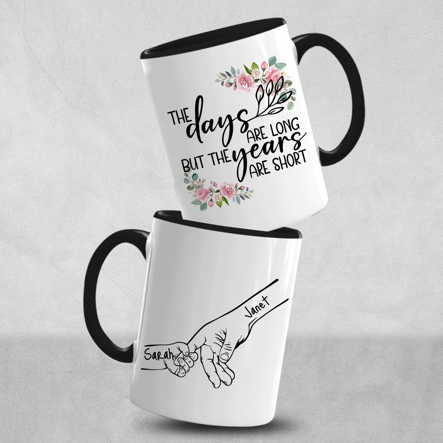 Family Hands Personalized Mug Gift - Up To 5 Kids - 2 Tone & White Mugs