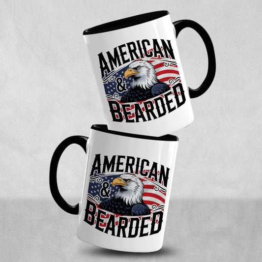Gifts For Men - Bearded & American - Mugs 2 Tone & White