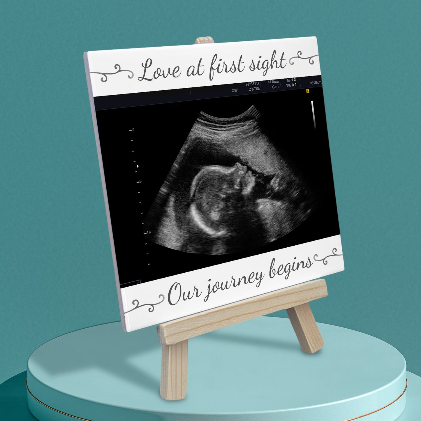 Baby Scan Gift – Love at First Sight Personalized Tile with Easel