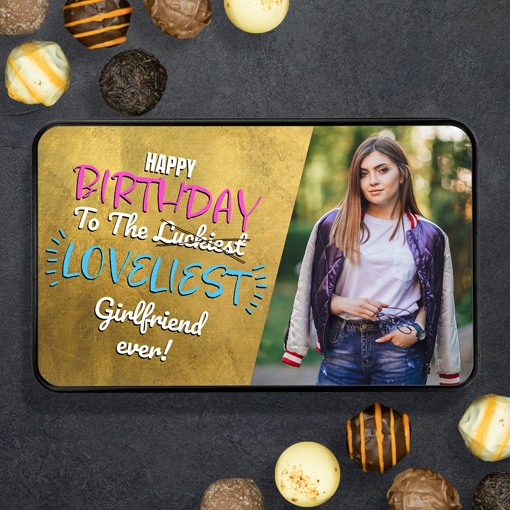 Birthday Gift For Girlfriend - Personalzed Keepsake Tin of 12 Handmade Chocolates