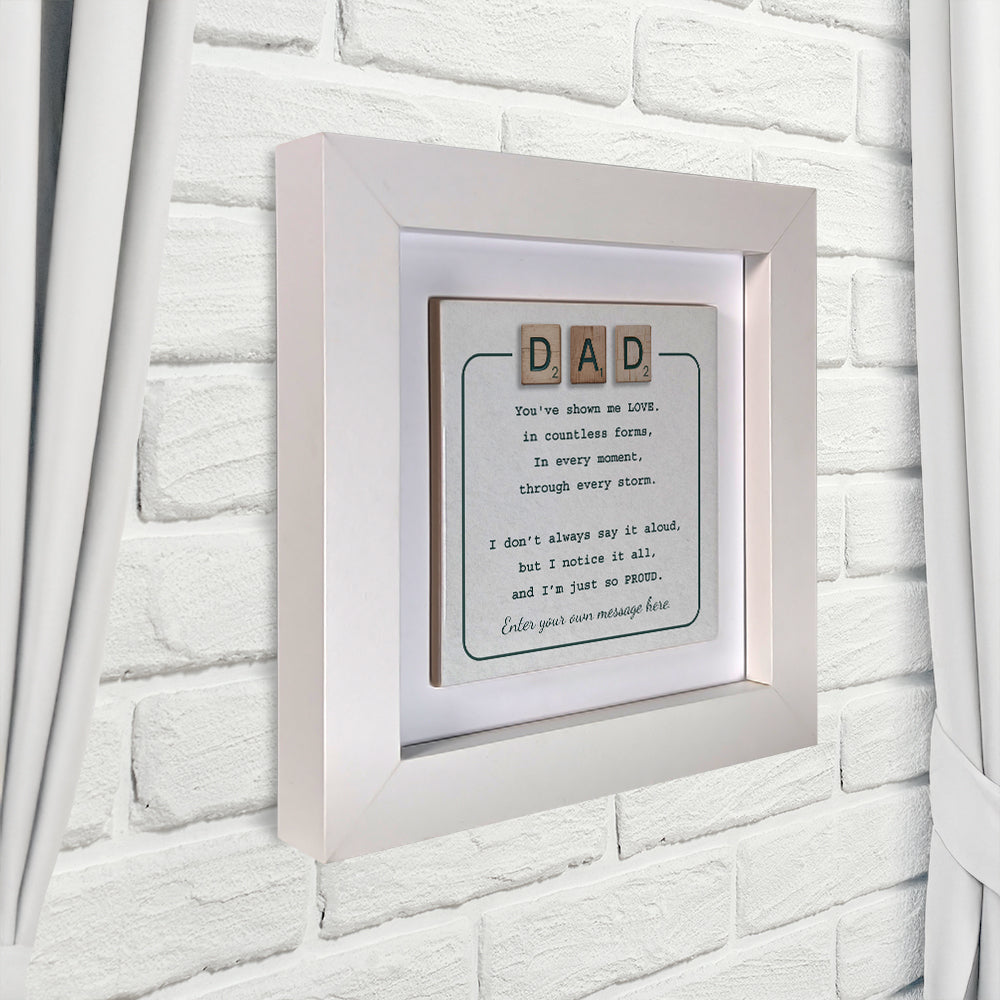 Gifts For Dad – Scrabble Style Love Verse Personalized Framed Ceramic Tile