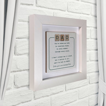 Gifts For Dad – Scrabble Style Love Verse Personalized Framed Ceramic Tile