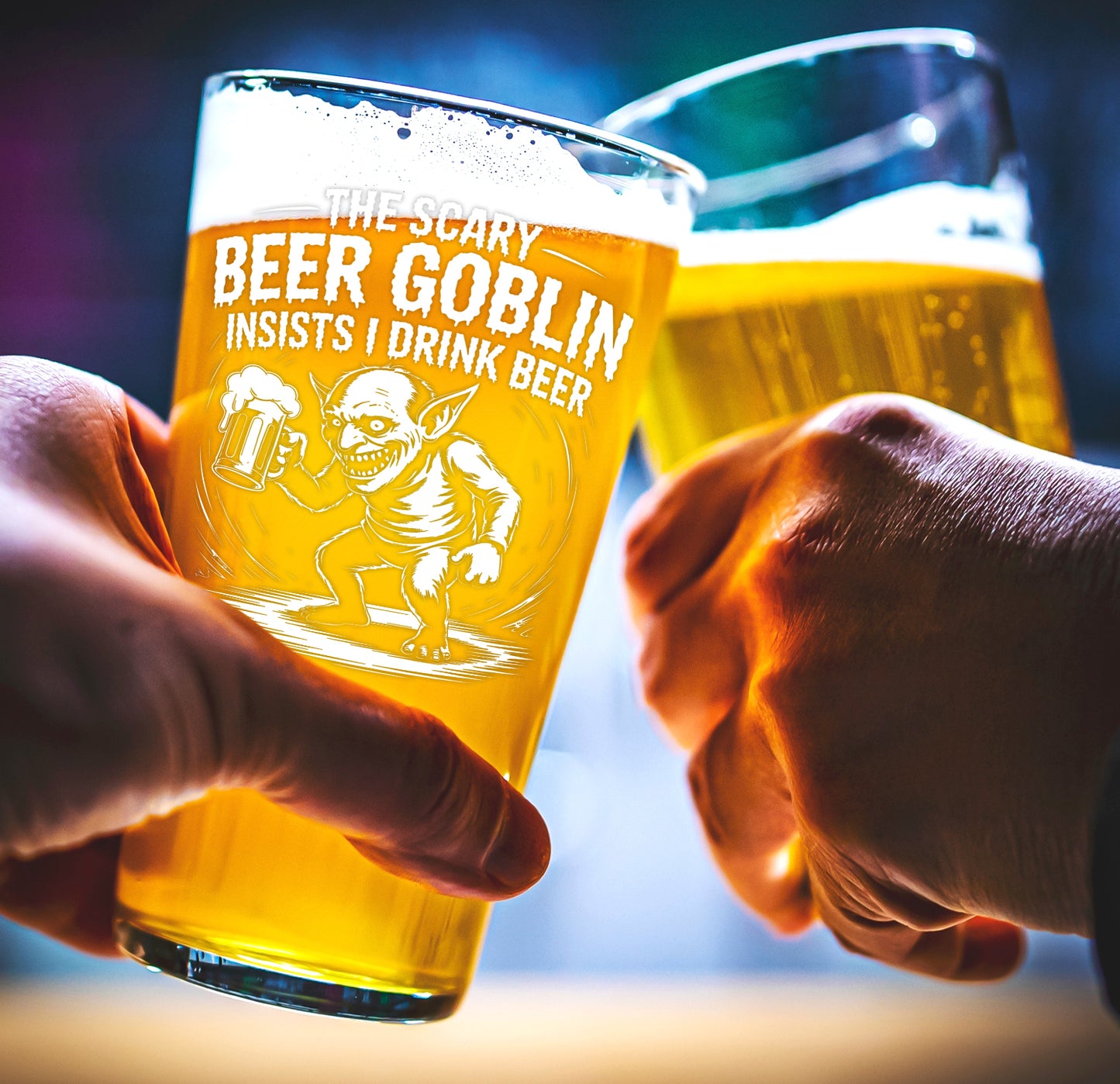 Funny Beer Glass – The Scary Beer Goblin Pint Glass Gift