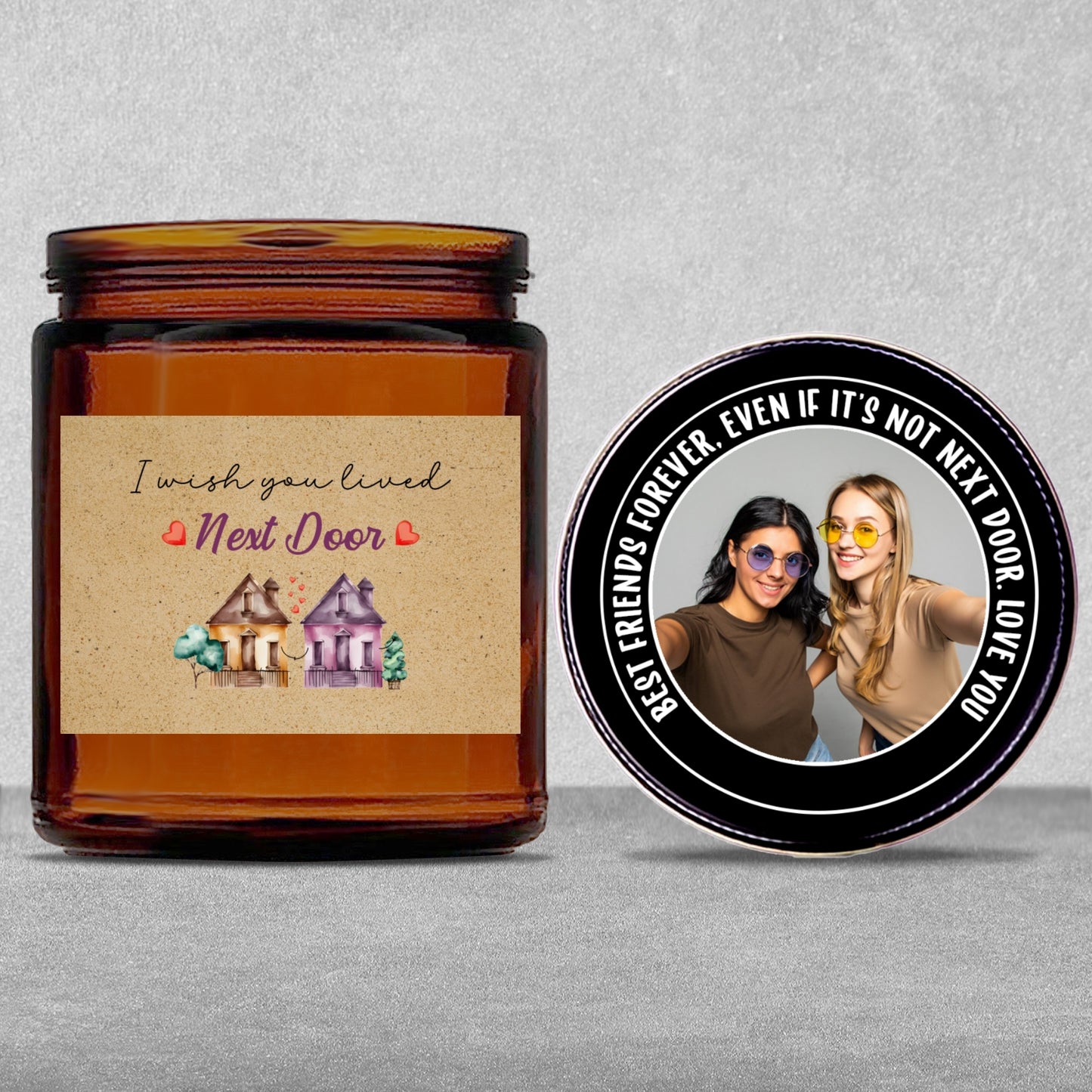 Gifts For Friends - I Wish You Lived Next Door - Candle Jar With Lid
