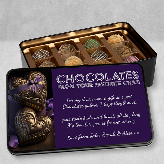 Gifts For Mom - Chocolates From Your Favorite Child - Keepsake Tin Of Chocolates