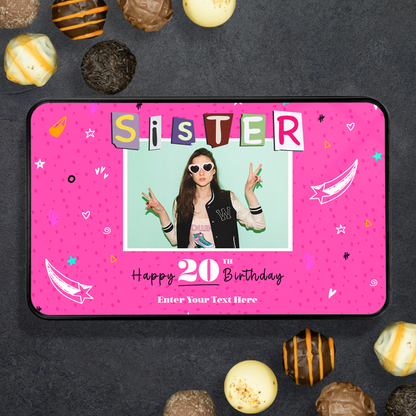 Birthday Gift For Sister - Keepsake Tin of 12 Handmade Chocolates