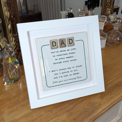 Gifts For Dad – Scrabble Style Love Verse Personalized Framed Ceramic Tile