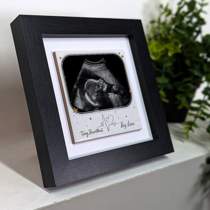 Baby Scan Gift – Tiny Heartbeat Big Love Personalized Framed Ceramic Tile