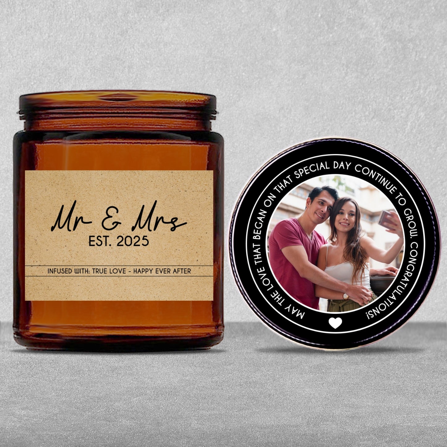Gifts For Couple - Mr & Mrs - Candle Jar With Lid