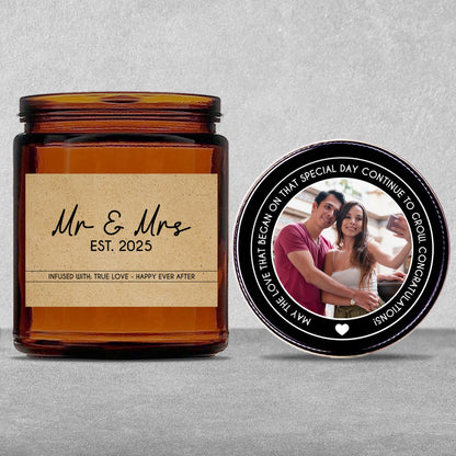 Gifts For Couple - Mr & Mrs - Candle Jar With Lid