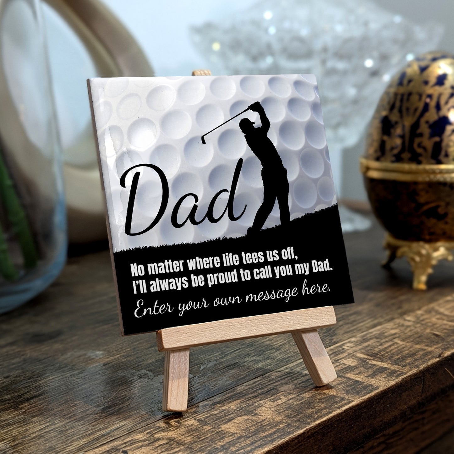 Gifts For Dad – Golf Lover Verse Personalised Tile with Easel