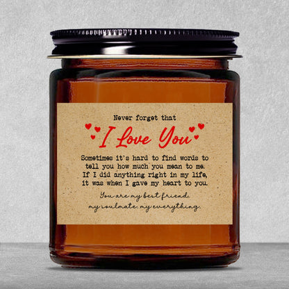 Gifts For Partner - Never Forget That I Love You - Candle Jar With Lid