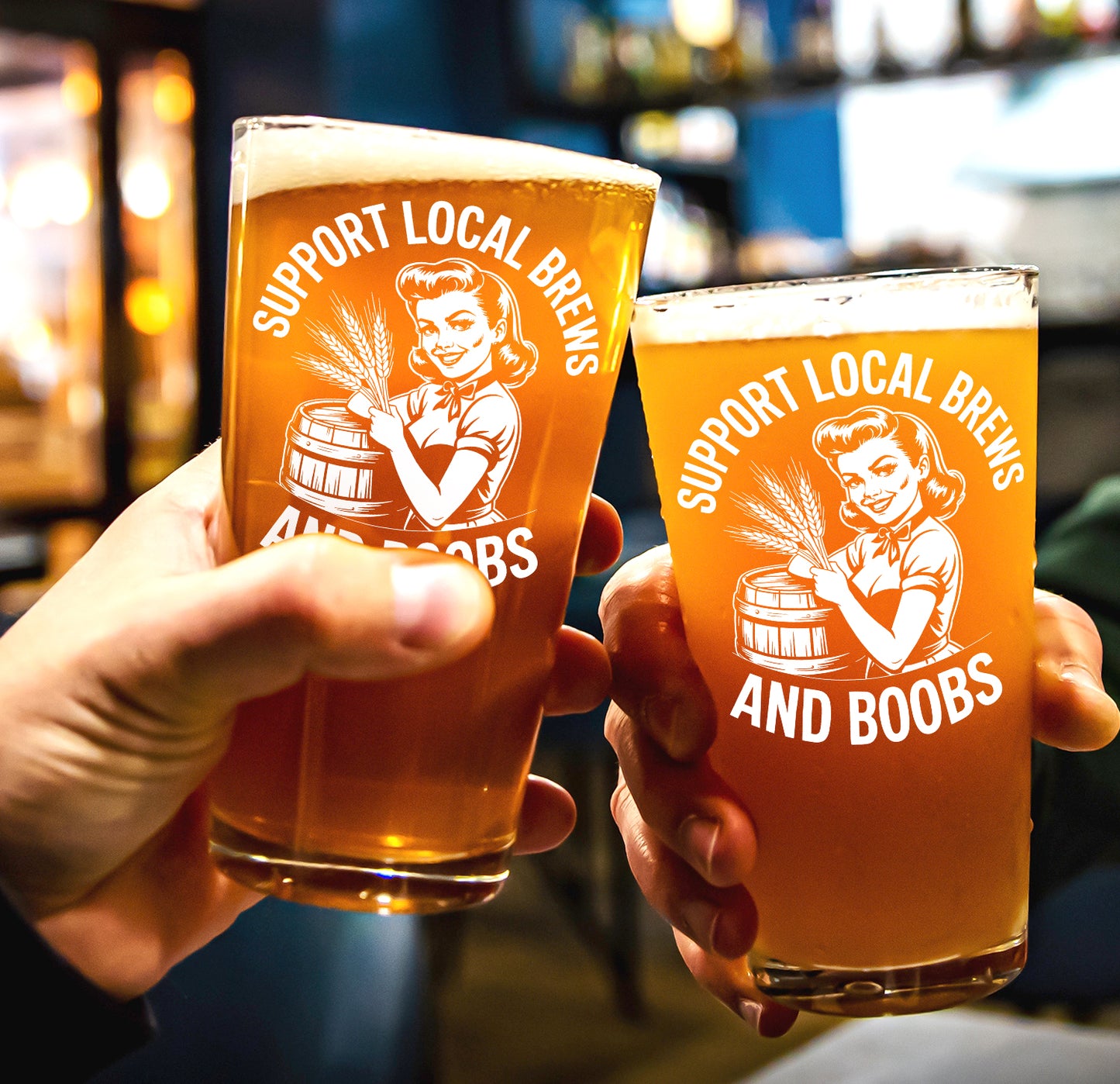 Funny Beer Glass – Support Local Brews Pint Glass Gift