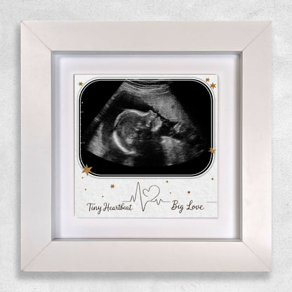 Baby Scan Gift – Tiny Heartbeat Big Love Personalized Framed Ceramic Tile