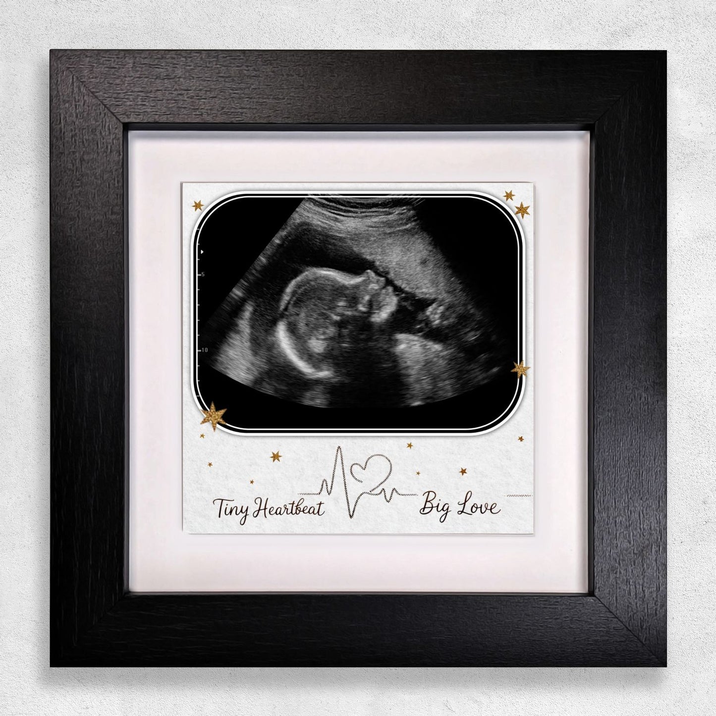 Baby Scan Gift – Tiny Heartbeat Big Love Personalized Framed Ceramic Tile