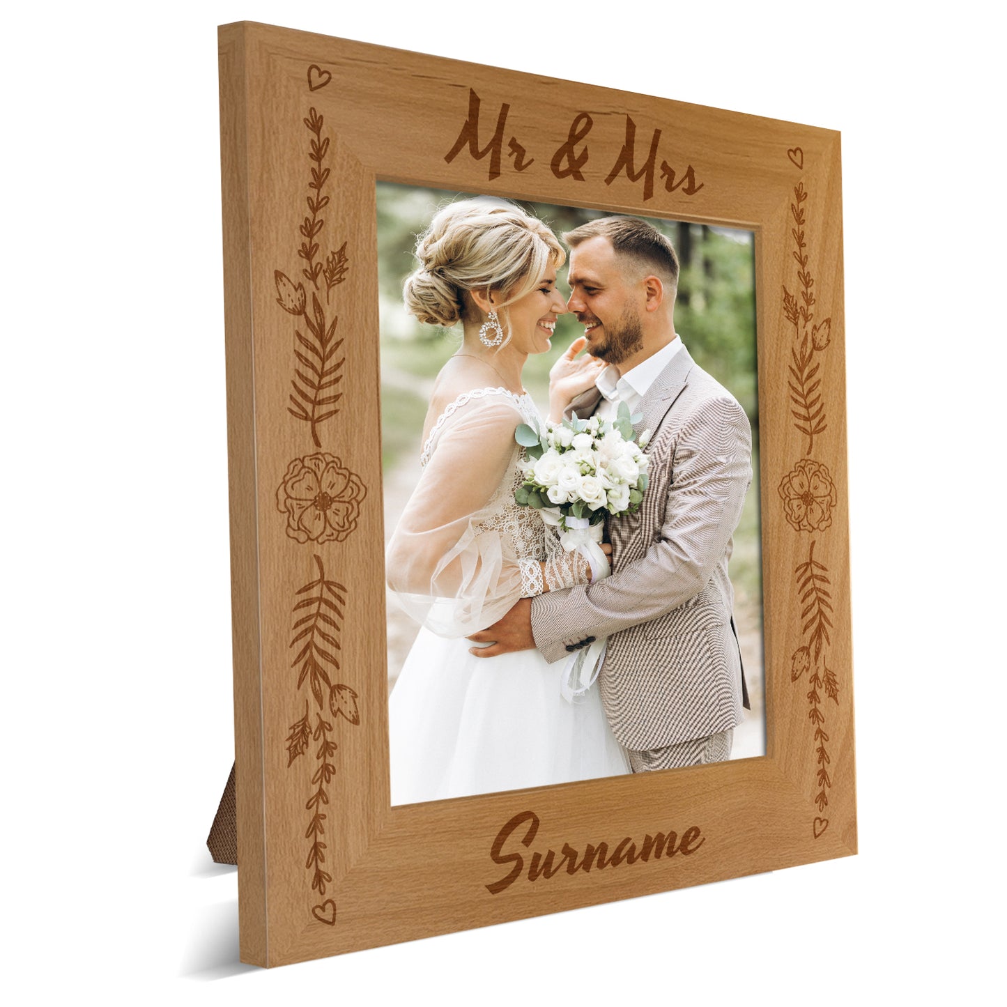 Personalized Mr and Mrs Red Alder Picture Frame 5 x 7 002