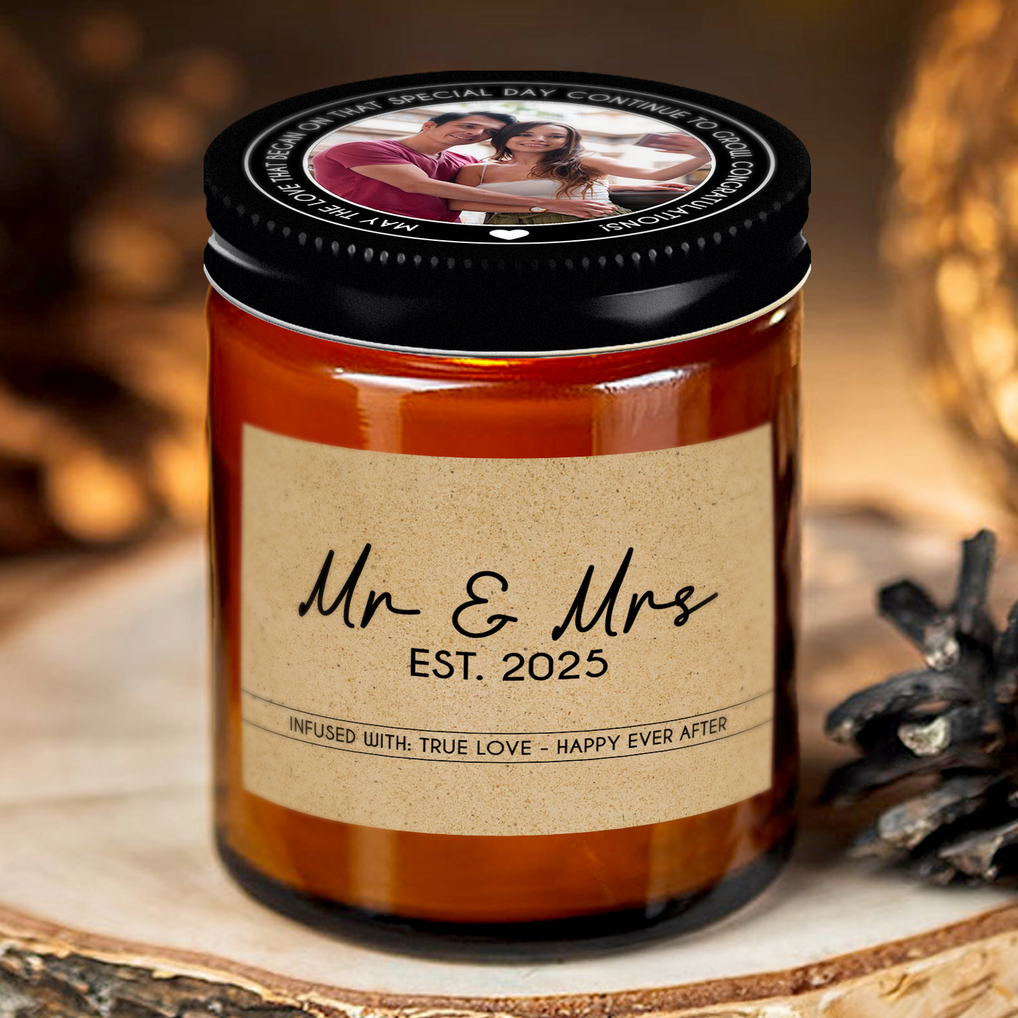 Gifts For Couple - Mr & Mrs - Candle Jar With Lid
