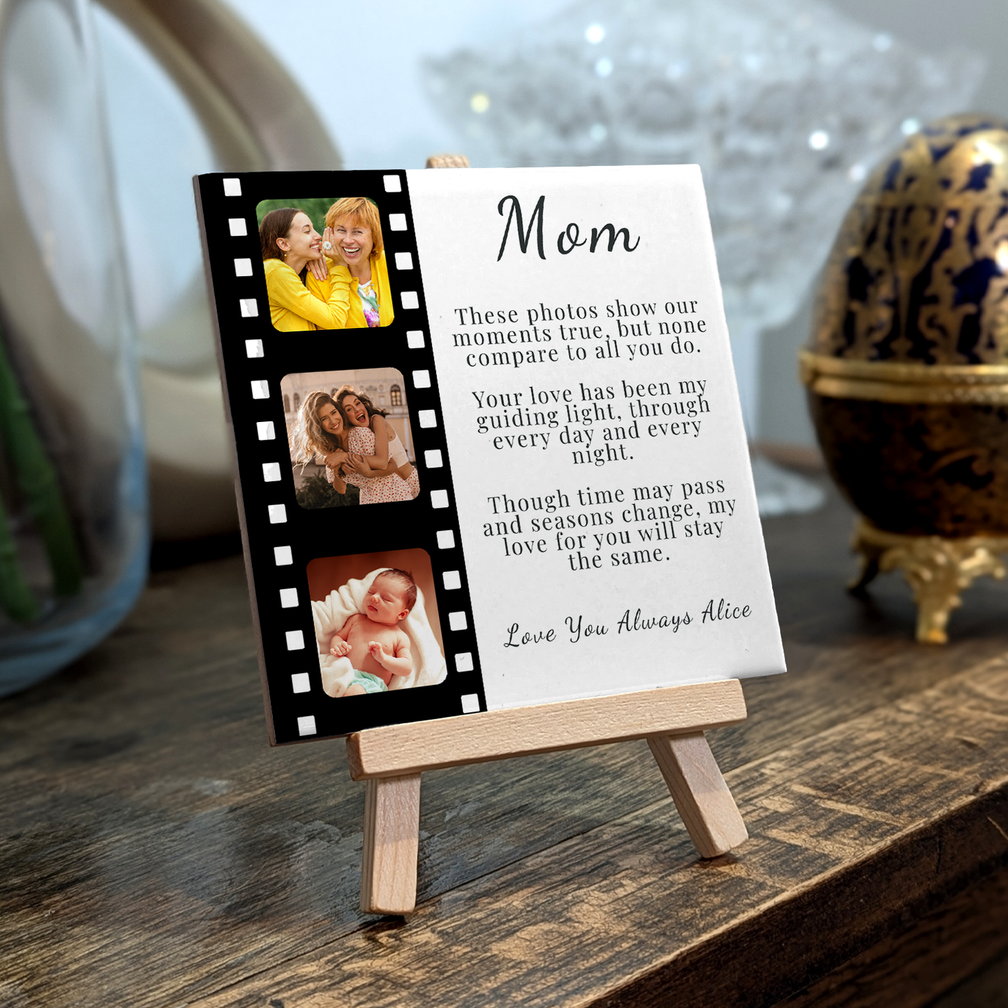 Gift For Mom Filmstrip Ceramic Tile On Easel