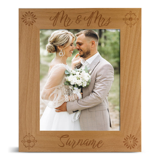 Personalized Mr and Mrs Red Alder Picture Frame 5 x 7 003